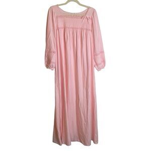 VTG Vanity Fair Womens Pink Brushed Nylon Nightgown Size Medium Cottage Feminine